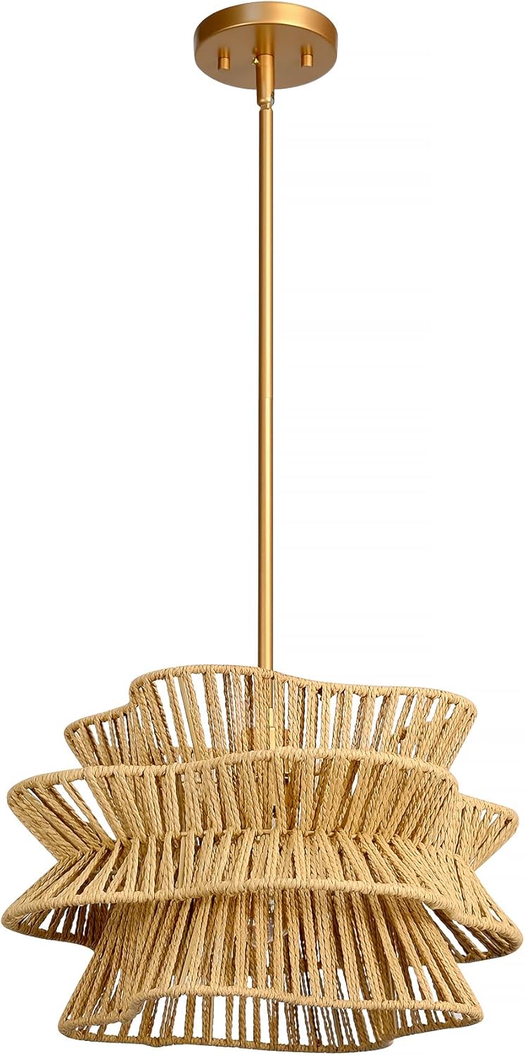 Lotus Wave Rattan Pendant Light